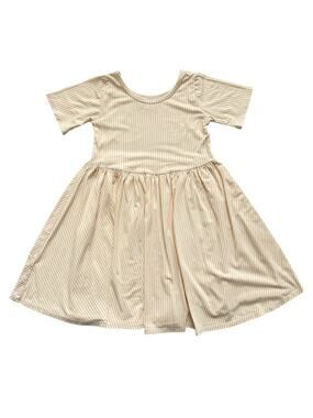 Vivie And Ash Handmade Yellow Stripe Twirl Dress Size 7